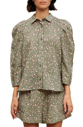 Maje Cakita Floral Volume Sleeve Blouse in Roses Button at Nordstrom Rack, Size 1 (Fits Like 2-4 Us) / 36 Eu