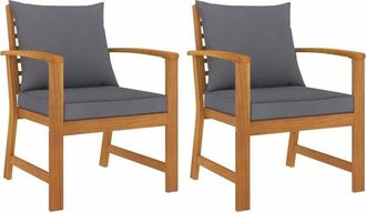 vidaXL Vidaxl - Sedie da Giardino e Cuscini Grigio Scuro 2 pz Massello Acacia