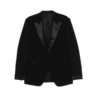 Tom Ford Jassen, Heren, Zwart, M, Katoen, Shawl-lapels Suit