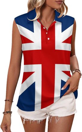 Generic British Flag Women Golf Shirt Polo Tank Top Tennis Sleeveless T-Shirt Collared Vest XS