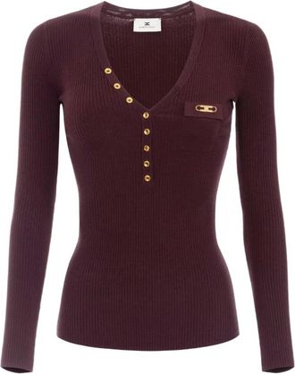 Elisabetta Franchi Truien & Vesten, Dames, Rood, M, Bordeaux Sweatshirt Aw 25