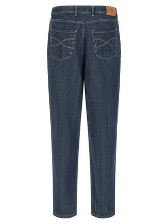 Brunello Cucinelli Mens Blue Cotton Straight-Leg Jeans Clothing
