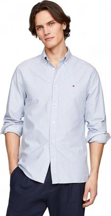 Tommy Hilfiger Heritage Oxford Stripe Regular Shirt - Heren - Casual Overhemden - Blauw - 2XL - Katoen - Overhemden