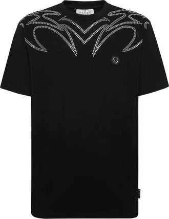 Philipp Plein Round Neck T-Shirt Texas Studs - Heren - T-shirts - Zwart - S - Katoen - Tops