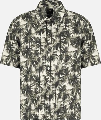 A|X Armani Exchange Mens Palm Tree Printed Green Shirt - Size: 40/Regular