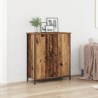 Berkfield Home Sideboard Old Wood 70x30x80 cm Engineered Wood & Steel in Brown | Size: 70 x 30 x 80 cm