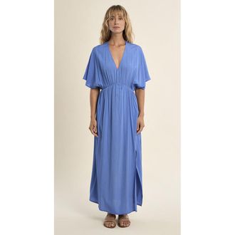 Molly Bracken Maxi-jurk met korte mouwen en V-hals