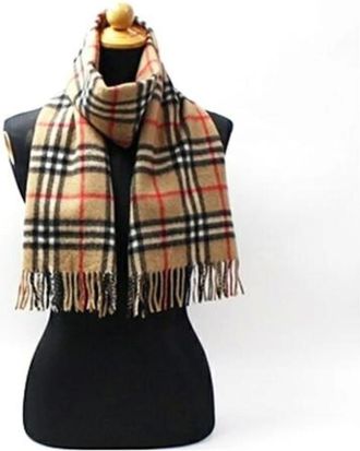 Burberry Vintage Scarves, unisex, Beige, ONE SIZE, Pre-owned Cashmere Scarf