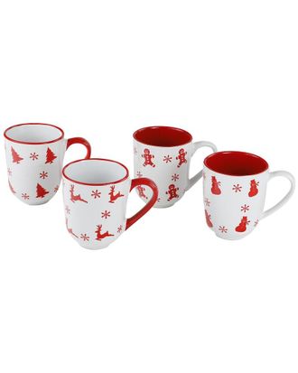 Euroceramica Winterfest 4Pc Assorted Mugs