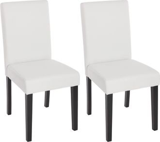 Hhg Nunca Usado] Juego De 2 Sillas De Comedor Silla De Cocina Littau, Polipiel, Blanco Mate, Patas Oscuras