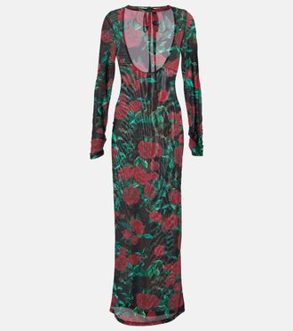 Alexandra Miro Selene floral mesh maxi dress