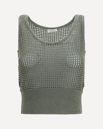 Brunello Cucinelli Perforated sequin Tank Top Female M