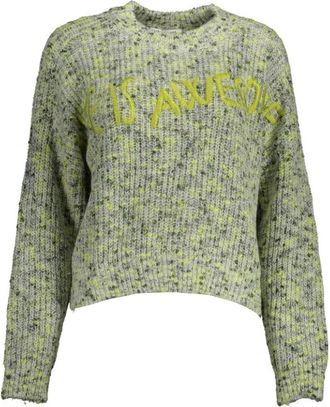 Desigual Groene Polyester Trui - Dames - Ronde hals truien - Veelkleurig - L - Polyester - Truien & Vesten