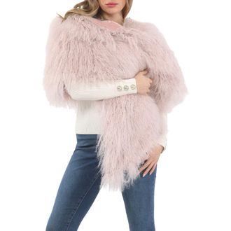Gorski Select Genuine Shearling Shawl in Pink at Nordstrom