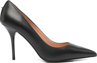 Love Moschino Black Leather Pointed-Toe Pumps