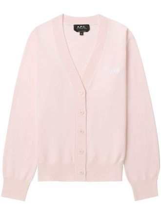 A.P.C. logo-embroidered cotton cardigan - women - Cotton - M - Pink