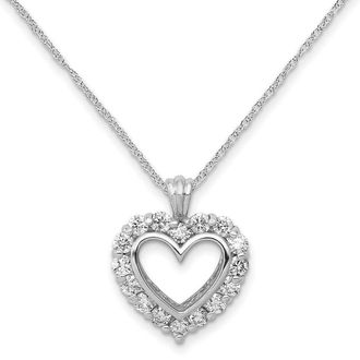 Diamond2Deal 10k White Gold 5/8 Ct Lab Grown Diamond Heart Pendant Necklace 18 Clarity VS, Color G-H