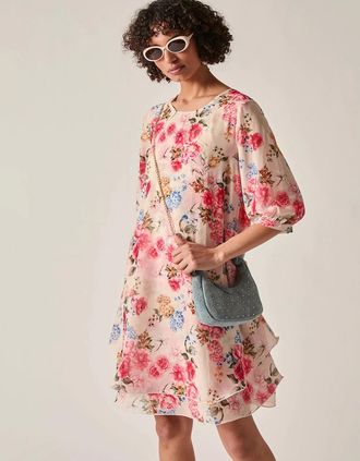 James Lakeland Womens Flower Print Wave Hem Dress - Size: 14