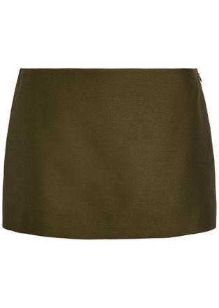 Khaite Jett Wool and Silk-blend Mini Skirt - Khaki - 8 (UK12 / M)