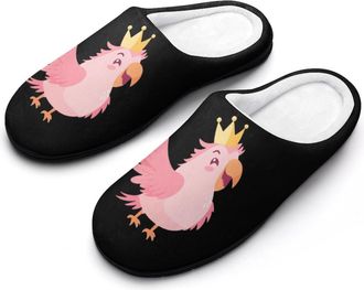 Generic Pinkcolor Parrot Slippers Men Winter Warm Cotton Anti-Slip Indoor Slip-Ons House Shoes