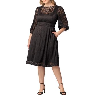 Kiyonna Hepburn Lace Cocktail Dress in Onyx at Nordstrom, Size 4X