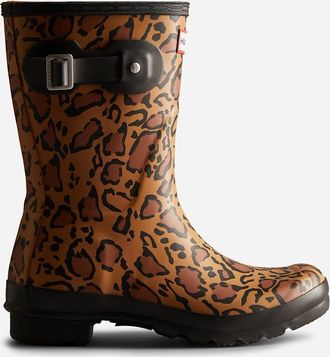 Hunter Womens Hunter Womens Original Short Leopard Print Boot - Rich Tan/Saddle/Black - Brown - Size: 7