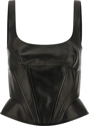 Ermanno Scervino Top Peplos a bustino in pelle - Nero