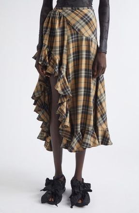 Collina Strada Florist Sky Plaid Asymmetric Skirt in Smog Plaid at Nordstrom, Size X-Small