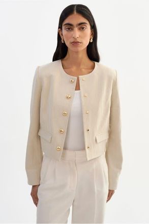 LaMarque Francina | Linen Twill Collarless Jacket in Natural at Nordstrom, Size X-Small
