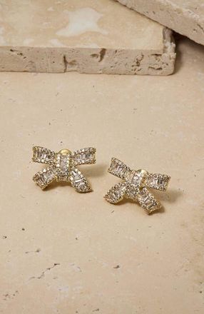 Untamed Petals Alicia Crystal Bow Studs in Gold at Nordstrom