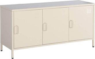 Sweeek Industrial Metal TV Stand with 3 Doors 120cm, Alabama, Cream, 120x40x60 cm