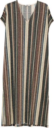 Siyu Womens V-Neck Side Slit Zoe Striped Kaftan Dress