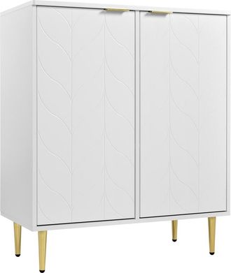 Urban Meuble Aparador lacado en blanco con patas y tiradores dorados