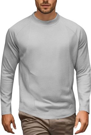 Generic DENGJIAMY Mens Casual T Shirts Plus Size Plain Tee Long Sleeved Round Neck Solid Tops Classic Basic Tshirt Mens Fall Clothing (Light Grey, 5XL)