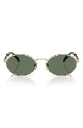 Prada 55mm Oval Sunglasses in Dark Green/Gold at Nordstrom