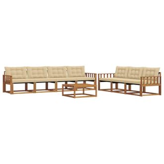 vidaXL Conjunto De Sof&aacute;s De Exterior Con Coj&iacute;n 8 Pcs Natural Y Beige Vidaxl