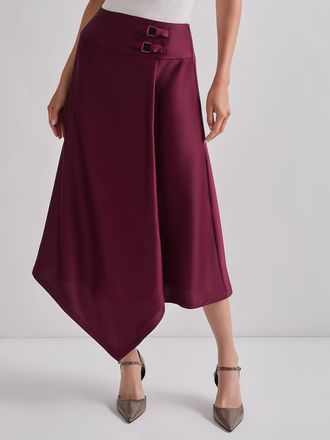 Misook Asymmetrical Crepe de Chine Maxi Skirt