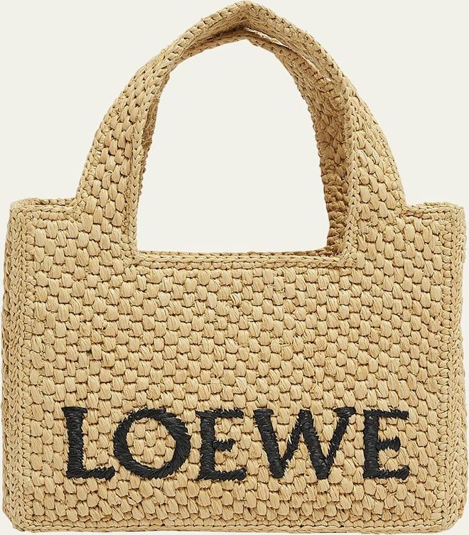 x Paulas Ibiza Font Logo Mini Tote Bag in Raffia