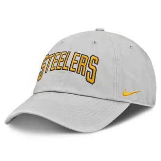 Nike Pittsburgh Steelers Primetime Club Arched Nike Mens NFL Adjustable Hat in Grey | NF020BB7L-BYX