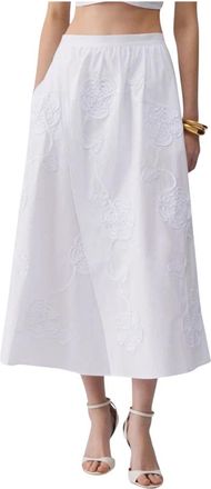 Liu Jo Maxi rok met borduursels - Dames - Maxi Rokken - Wit - L - Katoen - Rokken