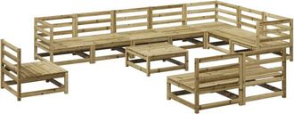 vidaXL Juego De Sof&aacute;s De Jard&iacute;n 11 Pzas Madera De Pino Impregnada Vidaxl