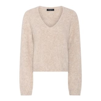 Bruuns Bazaar V-neck Knitwear, female, Beige, Size: XS Short Chunky Knit Beige Sweater