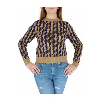 Pinko Round-neck Knitwear, female, Blue, S, Blue Coloured Knitwear Round Neck Jumper