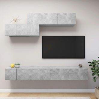 vidaXL Vidaxl - Set Muebles De Sal&oacute;n Tv 6 Pzas Madera Ingenier&iacute;a Gris Hormig&oacute;n