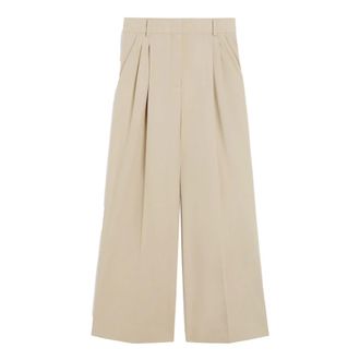 Max Mara Wide Trousers, female, Beige, S, Wide Cotton Trousers