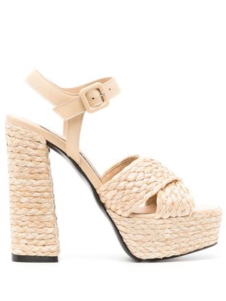 Sergio Rossi 130mm raffia platform sandals - Neutrals