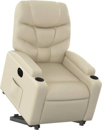 vidaXL Vidaxl - Sill&oacute;n Reclinable Elevable El&eacute;ctrico De Cuero Sint&eacute;tico Crema
