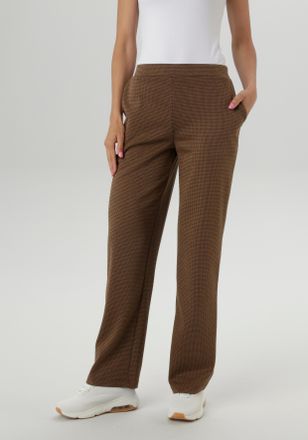 Aniston Schlupfhose ANISTON SELECTED, Damen, Gr. 36, N-Gr, beige (beige, braun), Obermaterial: 77% Polyester, 16% Viskose, 7% Elasthan, gemustert, kariert, fi
