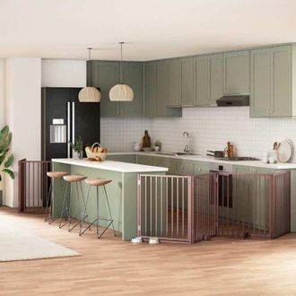 vidaXL Puerta De Perros Plegable 12 Paneles Madera &Aacute;lamo Marr&oacute;n 960 Cm Vidaxl