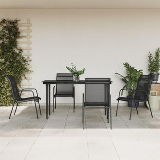 vidaXL Juego De Comedor Para Jard&iacute;n 5 Piezas Acero Y Textilene Negro Vidaxl